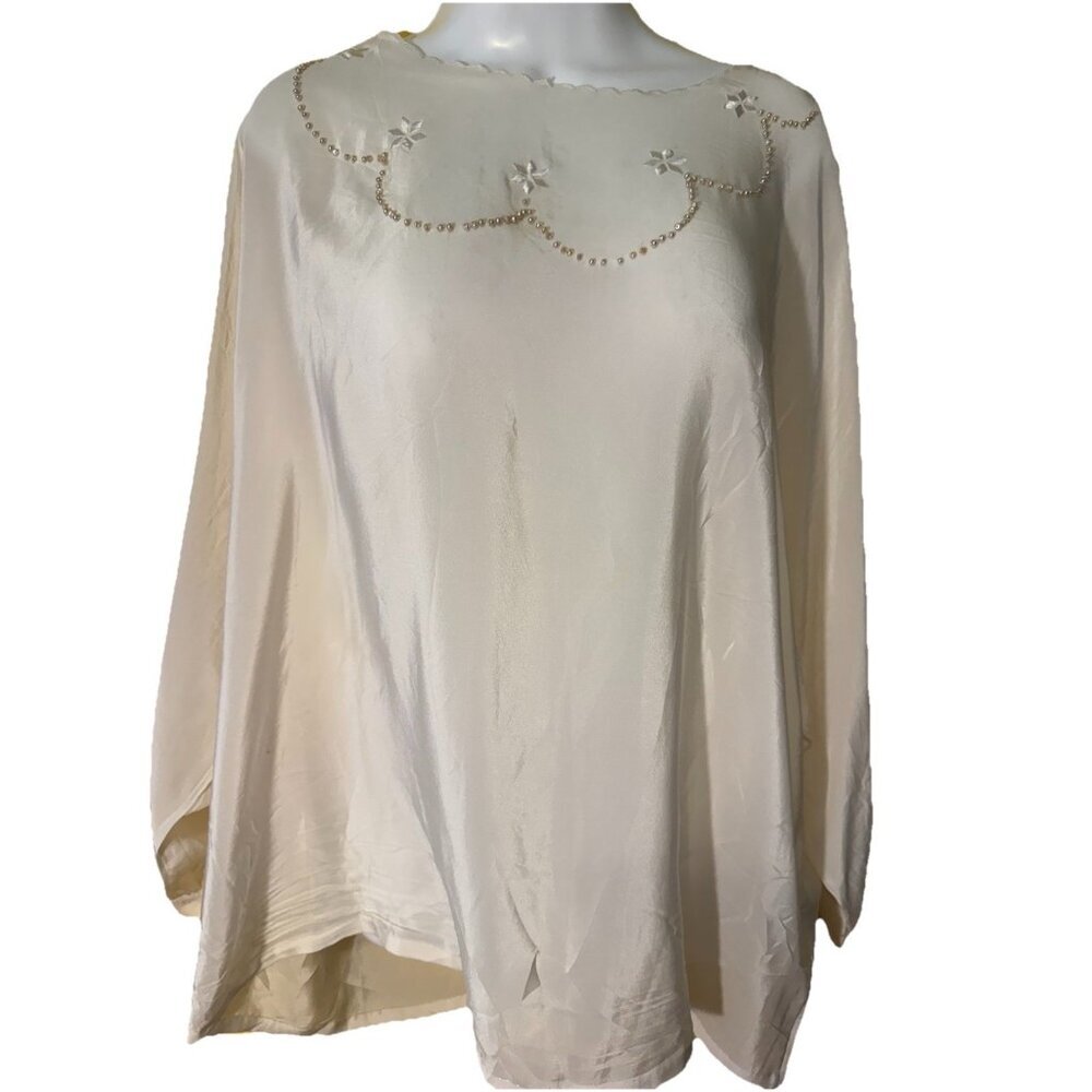 Palmer Silk Blouse SZ 50 (3xl) Made In Italy Quiet Luxury Statement Wedding Rare